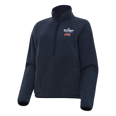 Veste à demi-zip Antigua Navy pour femme, USA Hockey 2025 4 Nations Face Off Figure