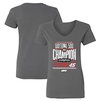 Women's Checkered Flag Sports Charcoal Tyler Reddick 2026 Daytona 500 Champion V-Neck T-Shirt