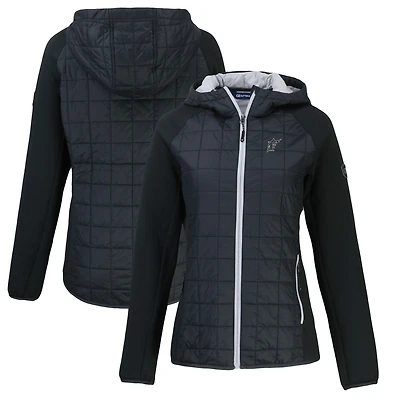 Veste hybride Rainier Primaloft Eco entièrement zippée pour femme, collection Cooperstown, noire, des Florida Marlins Cutter & Buck