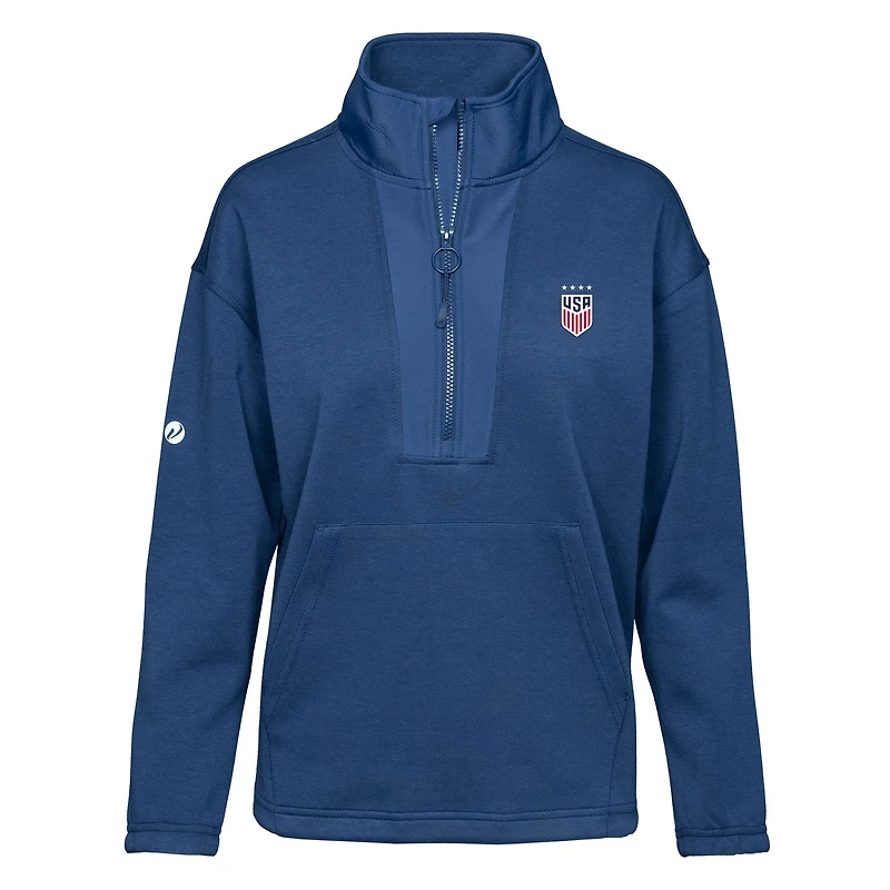 Veste à enfiler demi-zip USWNT Await bleu marine Levelwear pour femme