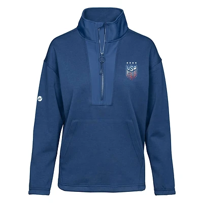 Sweat-shirt demi-zippé USWNT Await bleu marine Levelwear pour femme