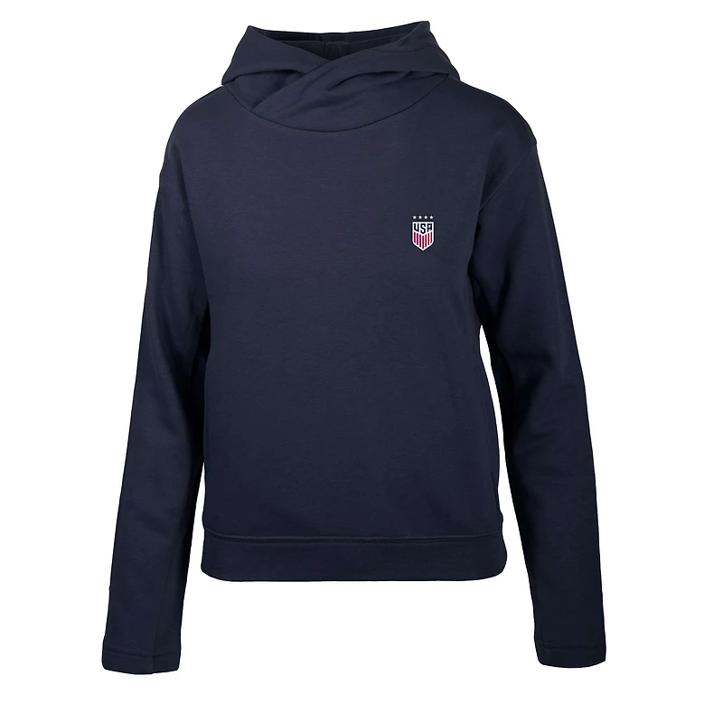 Sweat à capuche USWNT Evian bleu marine Levelwear pour femme