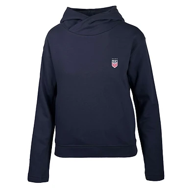 Sweat à capuche USWNT Evian bleu marine Levelwear pour femme