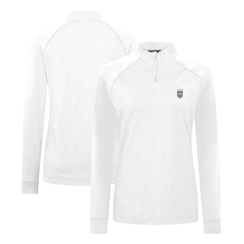 Pull-over USWNT blanc améthyste à fermeture éclair quart de tour pour femme Levelwear