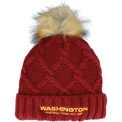 Women's New Era Burgundy Washington Football Team Luxe - Cuffed Knit Hat with Pom