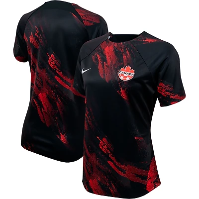 Maillot d'entraînement d'avant-match de l'équipe nationale féminine du Canada 2023 Nike noir pour femme