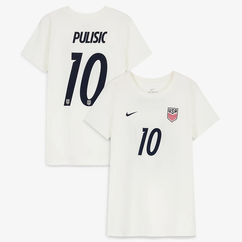 Women's Nike Christian Pulisic Cream USMNT Home Name & Number T-Shirt