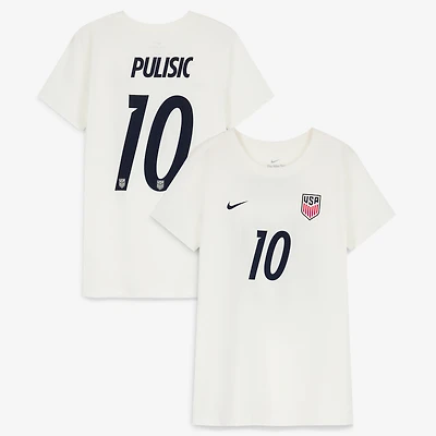 Women's Nike Christian Pulisic Cream USMNT Home Name & Number T-Shirt