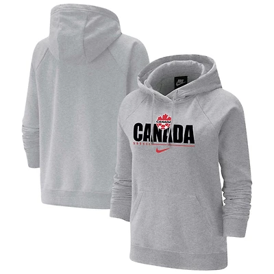 Women's Nike Gray Canada National Team Varsity Fleece Tri-Blend Raglan Pullover Hoodie