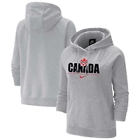 Women's Nike Gray Canada National Team Varsity Fleece Tri-Blend Raglan Pullover Hoodie