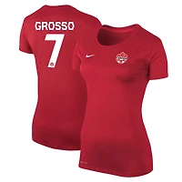 T-shirt performance avec nom et numéro de légende du Canada Soccer Nike Julia Grosso pour femme – Rouge
