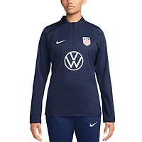 Women's Nike  Navy USMNT 2024 Strike Drill Performance Quarter-Zip Pullover Top