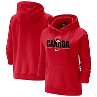 Women's Nike Red Canada National Team Varsity Fleece Tri-Blend Raglan Pullover Hoodie