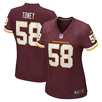 Women's Nike Shaka Toney Burgundy Washington Football Team Game Jersey