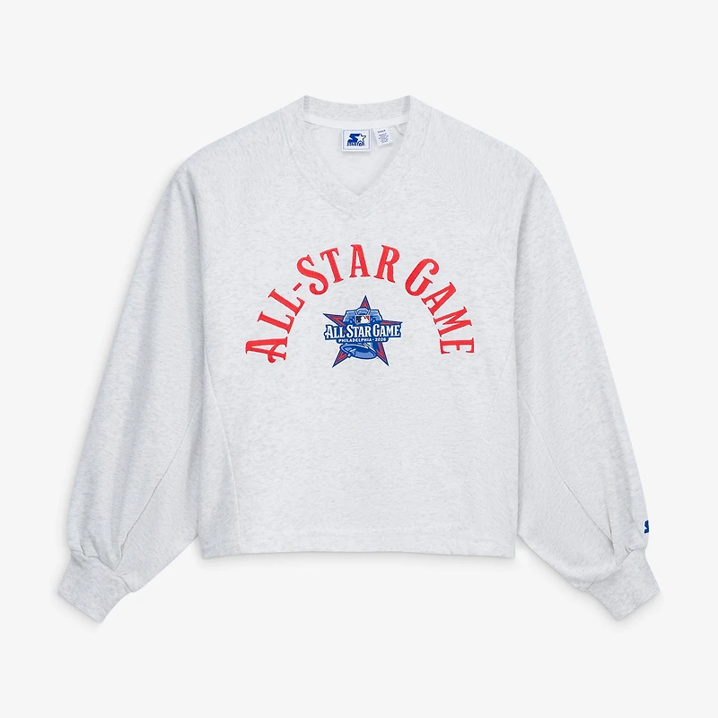 Sweat-shirt à col en V Starter gris pour femme, édition spéciale Match des étoiles de la MLB 2026