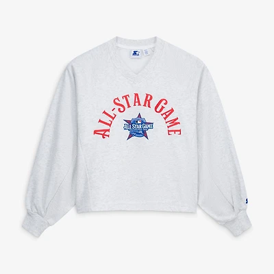 Sweat-shirt à col en V Starter gris pour femme, édition spéciale Match des étoiles de la MLB 2026