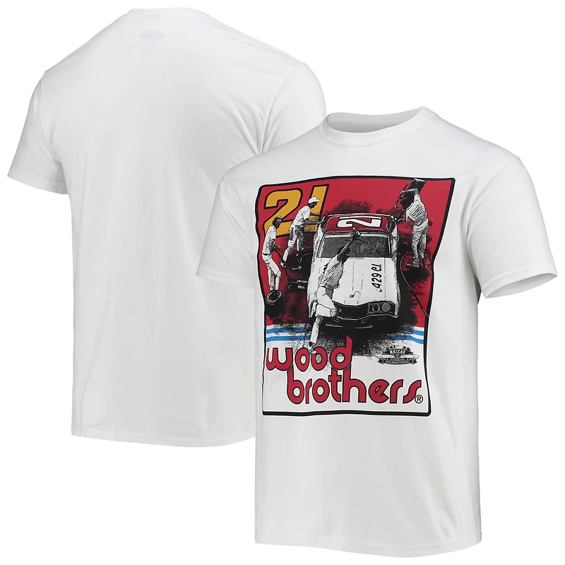 T-shirt à damier blanc Wood Brothers Racing Pit Crew pour homme