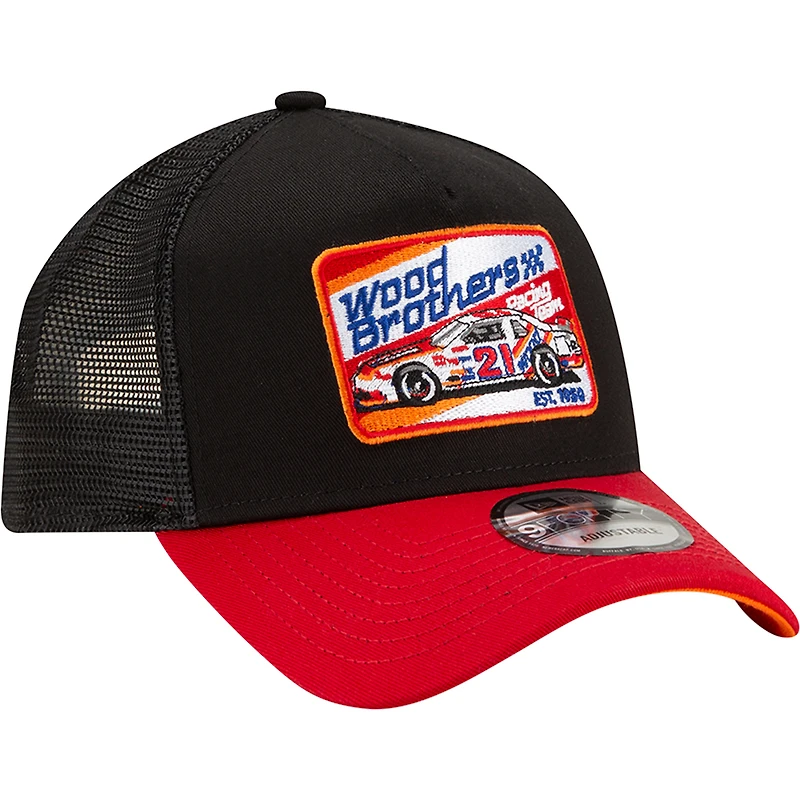 Men's New Era Black Wood Brothers Racing Legends A-Frame 9FORTY Snapback Hat