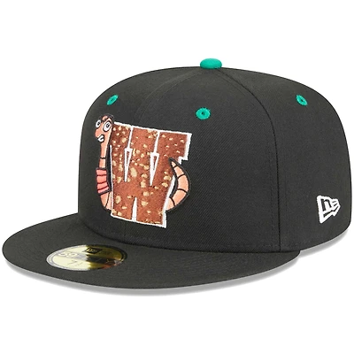 Men's New Era Black Worcester Red Sox Theme Nights Wicked Worms of 59FIFTY Fitted Hat