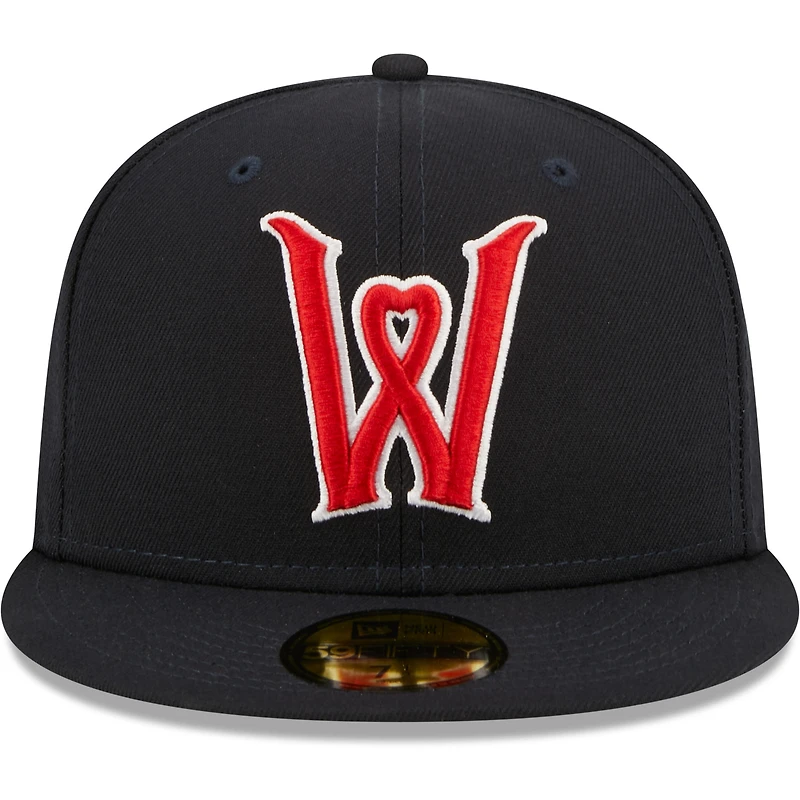 Casquette ajustée New Era Worcester Red Sox Authentic Collection 59FIFTY pour homme, bleu marine