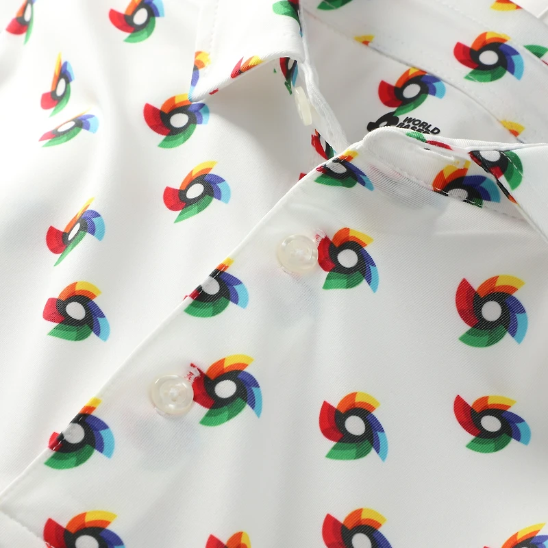 Men's Full Turn White World Baseball Classic Gear Icon Repeat Print FreshTek Polo