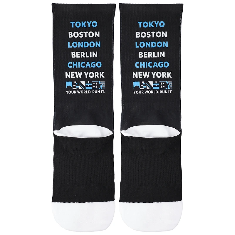 Chaussettes de sport unisexes BOCO Gear noires Abbott World Marathon Majors Performance Crew