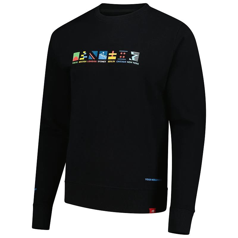 Sweat-shirt ras du cou unisexe Sportiqe noir Abbott World Marathon Majors Biltmore French Terry