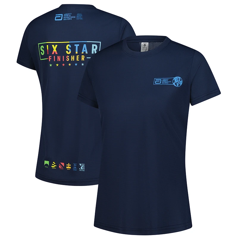 T-shirt bleu marine pour femme Abbott World Marathon Majors Six Star