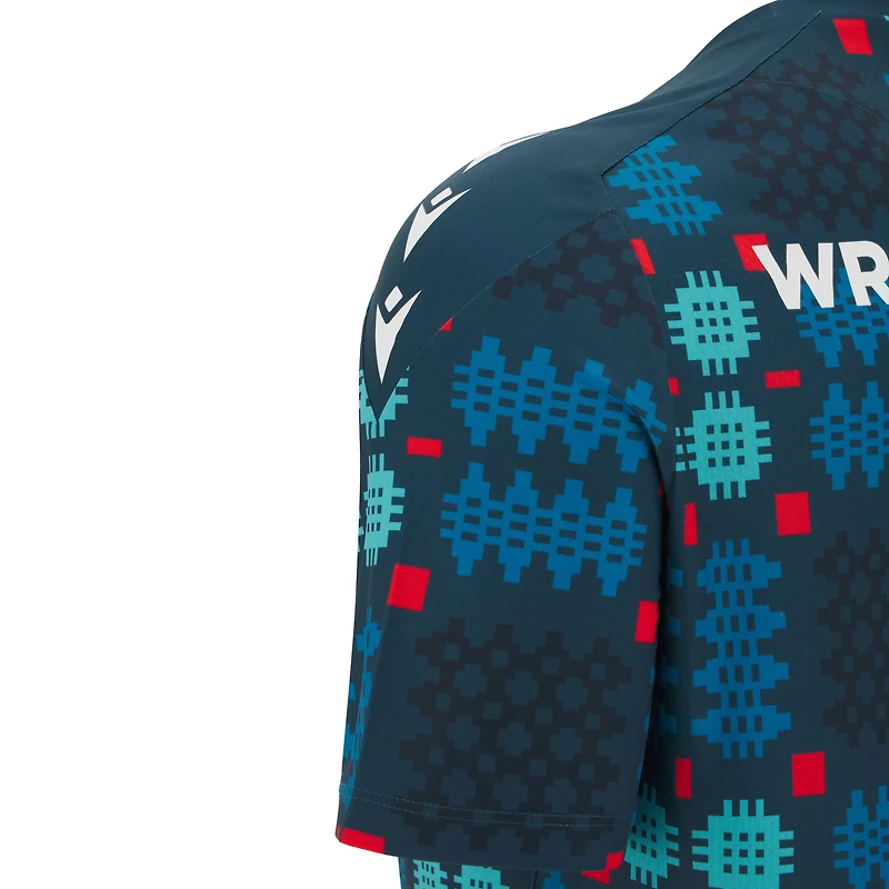 Haut d'échauffement Macron bleu Wrexham pour homme
