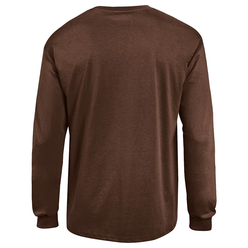 Men's Champion  Brown Wyoming Cowboys Arch Over Logo Long Sleeve T-Shirt