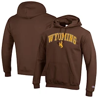 Men's Champion  Brown Wyoming Cowboys Arch Over Logo Pullover Hoodie