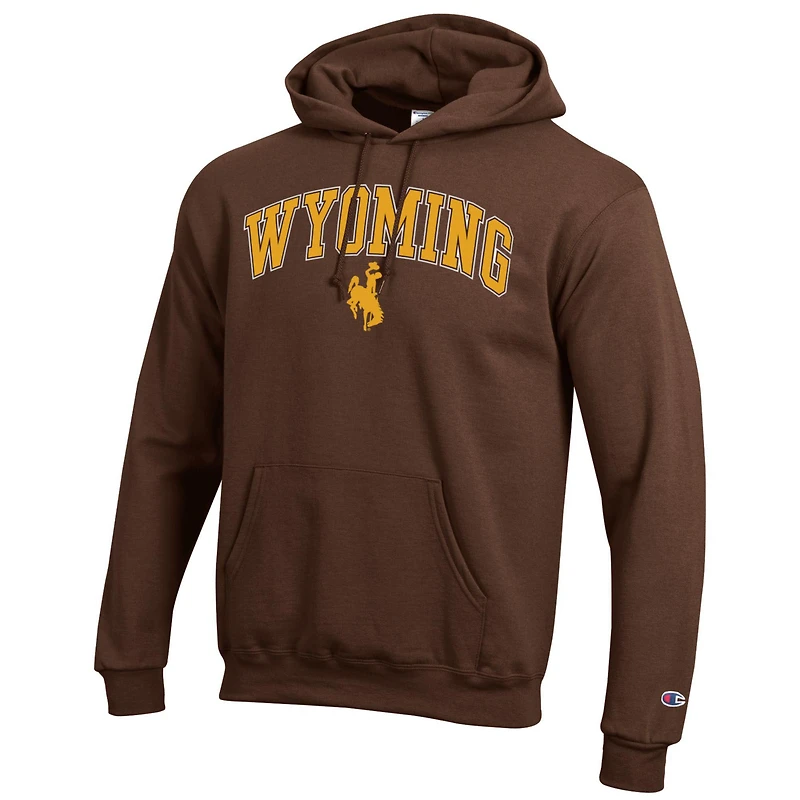 Men's Champion  Brown Wyoming Cowboys Arch Over Logo Pullover Hoodie