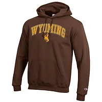 Men's Champion  Brown Wyoming Cowboys Arch Over Logo Pullover Hoodie