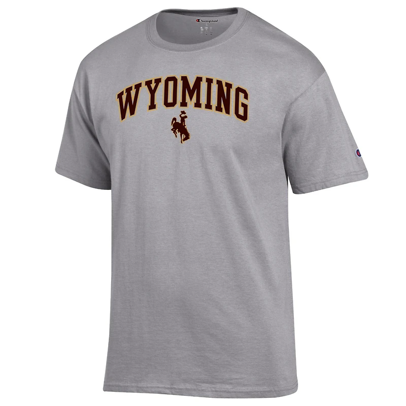 Men's Champion  Heather Gray Wyoming Cowboys Arched Logo T-Shirt