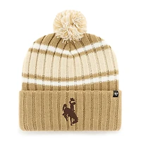 Men's '47 Khaki Wyoming Cowboys Plateau Cuffed Knit Hat with Pom