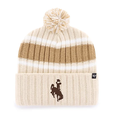 Men's '47 Tan Wyoming Cowboys Plateau Cuffed Knit Hat with Pom