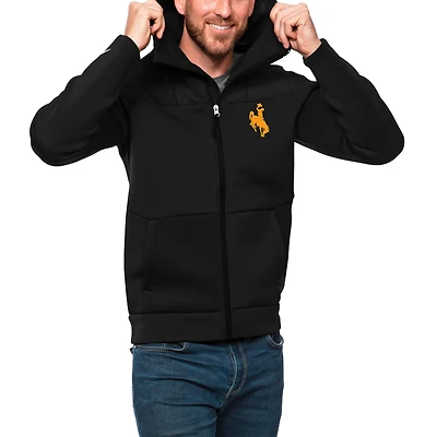 Men's Antigua Black Wyoming Cowboys Protect Full-Zip Hoodie