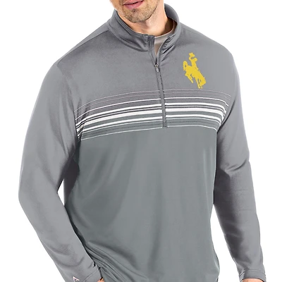 Men's Antigua Steel/Gray Wyoming Cowboys Pace Quarter-Zip Pullover Jacket