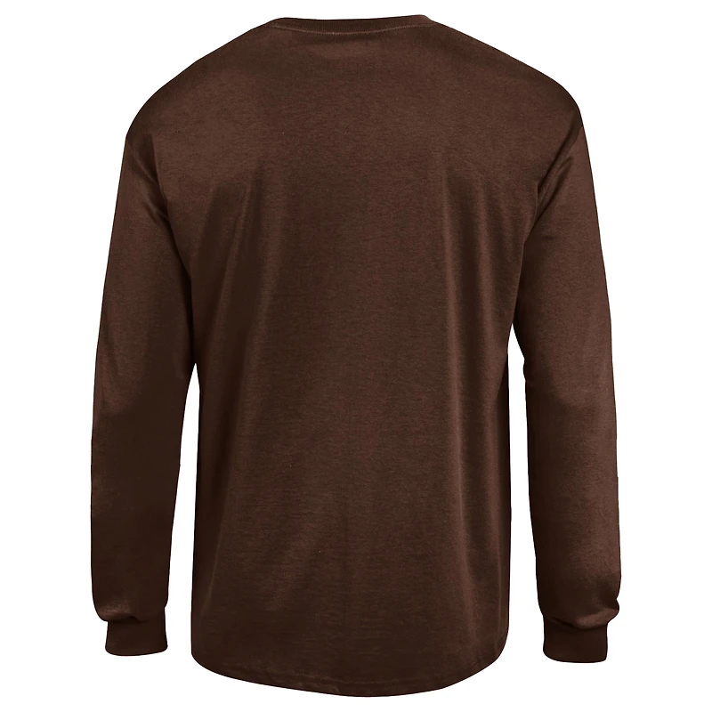 T-shirt à manches longues Champion Brown pour homme, logo Arch Over, 2 coups, des Cowboys du Wyoming