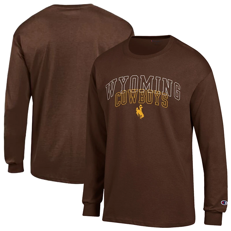 Men's Champion  Brown Wyoming Cowboys Team Long-Sleeve T-Shirt