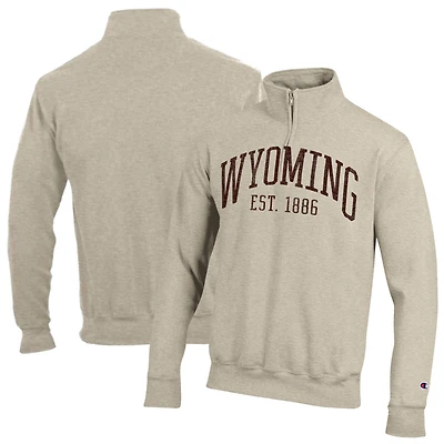 Men's Champion Cream Wyoming Cowboys Established Date Quarter-Zip Pullover