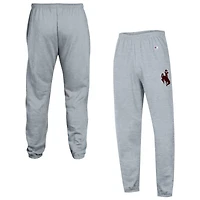 Pantalon de survêtement Champion pour homme, gris chiné, Wyoming Cowboys, en polaire Powerblend.