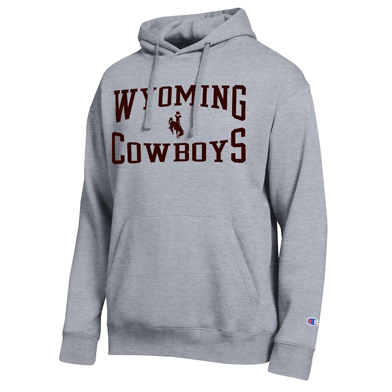 Men's Champion Heather Gray Wyoming Cowboys Team Hoodie