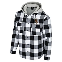 Men's Colosseum Black/White Wyoming Cowboys Buffalo Plaid Full-Zip Hoodie Jacket