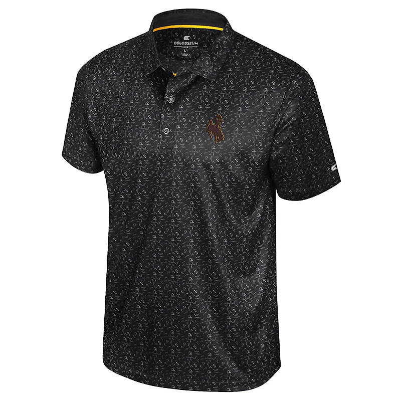 Polo imprimé football américain Colosseum noir pour homme, Wyoming Cowboys