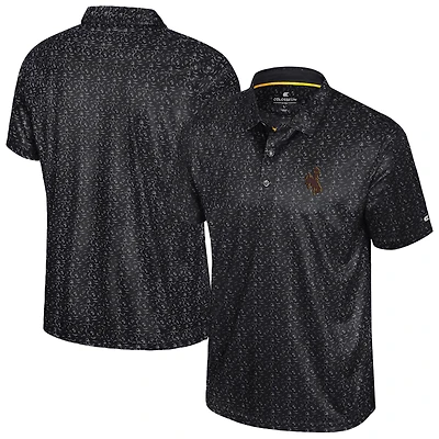 Polo imprimé football américain Colosseum noir pour homme, Wyoming Cowboys