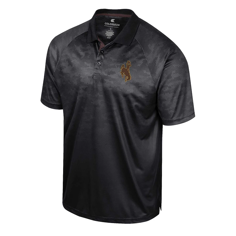 Polo à manches raglan en nid d'abeille Colosseum Cowboys du Wyoming noir pour homme