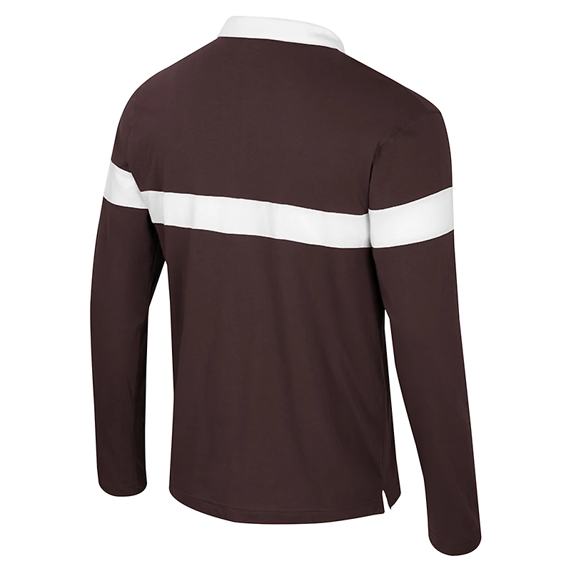 Men's Colosseum  Brown Wyoming Cowboys Too Cool For School Long Sleeve Polo
