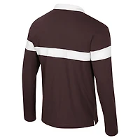 Men's Colosseum  Brown Wyoming Cowboys Too Cool For School Long Sleeve Polo