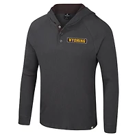 Men's Colosseum  Charcoal Wyoming Cowboys Dujour Ralgan Long Sleeve Henley Hoodie T-Shirt